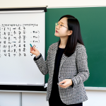 Aspiration in Korean**

"A linguistics professor, mid-thirties, giving a lecture on Korean phonology in a modern university classroom in Berlin, Germany. The whiteboard displays Korean characters illustrating aspiration differences (종이 vs. 종자). She wears a professional, fully clothed outfit: a tweed blazer and a modest blouse. Students are attentively taking notes. Safe for work, appropriate content, professional, perfect anatomy, correct proportions, well-formed hands, proper finger count, natural pose, family-friendly, high-quality, educational setting."

**