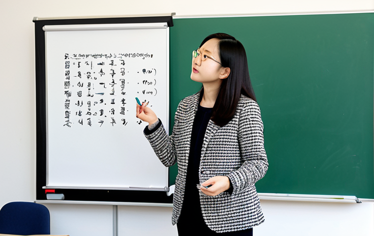 Aspiration in Korean**

"A linguistics professor, mid-thirties, giving a lecture on Korean phonology in a modern university classroom in Berlin, Germany. The whiteboard displays Korean characters illustrating aspiration differences (종이 vs. 종자). She wears a professional, fully clothed outfit: a tweed blazer and a modest blouse. Students are attentively taking notes. Safe for work, appropriate content, professional, perfect anatomy, correct proportions, well-formed hands, proper finger count, natural pose, family-friendly, high-quality, educational setting."

**