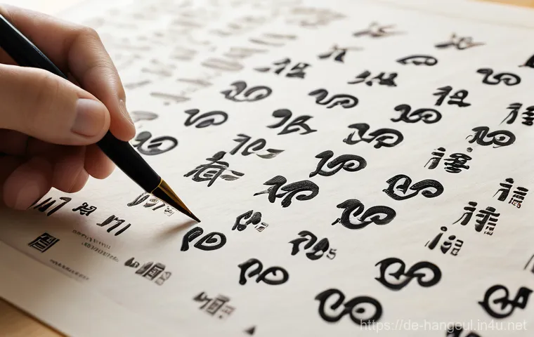 한글 서예 작품 감상 - A serene and focused close-up on the hands of an adult, engaged in the meditative act of rubbing an ...