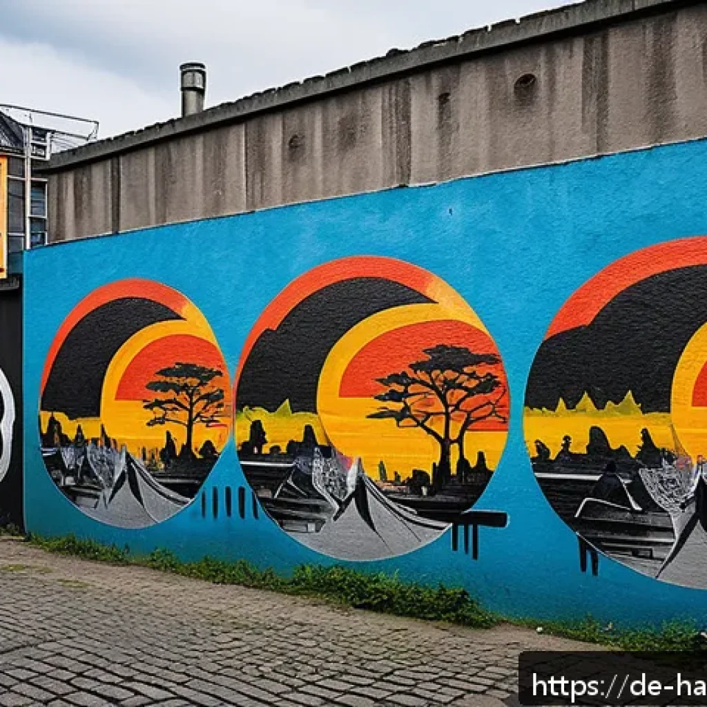 한글과 문화 예술 - A vibrant urban street art mural in Berlin’s Kreuzberg district featuring large, colorful Hangul cha...